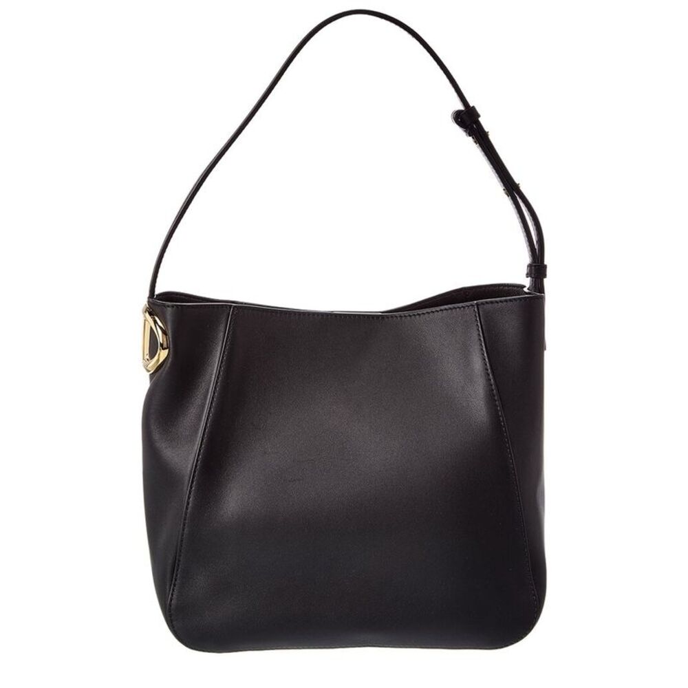 Valentino Vlogo Signature Leather Shoulder Bag, Black